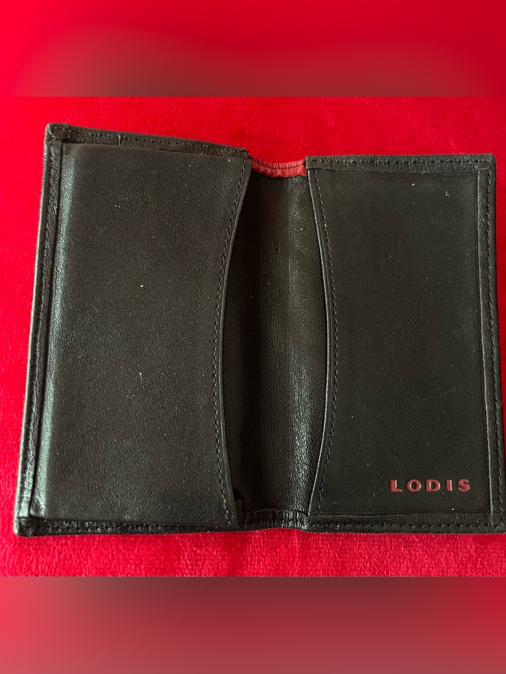 Lotis Vintage Black Leather Bifold Card Case
